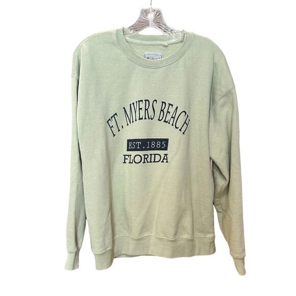 Tops - Womens Soft Green Ft. Myers Graphic Soft Sweatshirt Size Large